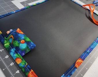 Chalkboard Play Mat / Large / Planets and Rockets in Space