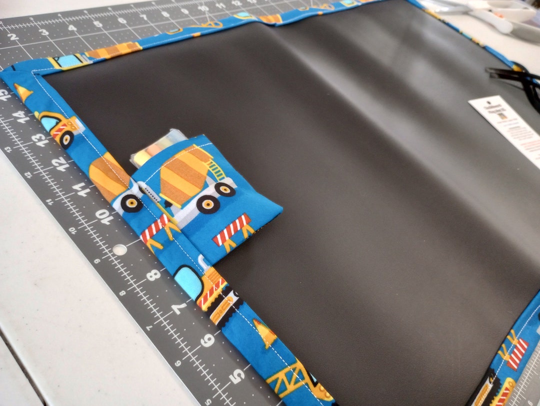 BIG XL Chalkboard Play Mat / Construction Trucks on Blue Etsy
