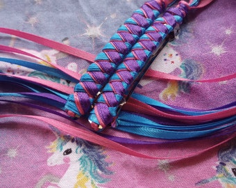 Braided Ribbon Barrettes / Set of Two in Purple, Turquoise and Hot Pink