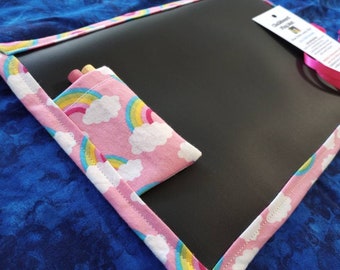 Chalkboard Play Mat / Small / Rainbows on Pink