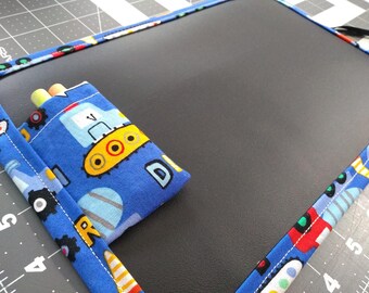 Chalkboard Play Mat / Small / Diggers and Trucks on Blue