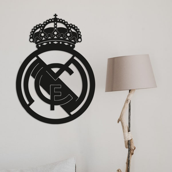Real Madrid FC crest with LED, Soccer Emblem, Milan FC Wall Decor, Madridista Fan Gift, Football Logo, Los Blancos Art, Football Collectible