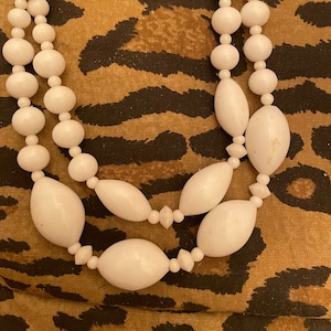 Vintage 1950s White Tulip Bead 2-Strand Necklace