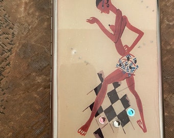 Retro 1920s Noir Tumulte Danceur Mirror 1-clip or 2-clip 120s Cigarette case Business Credit Card Holder