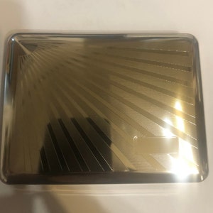 Art Deco German Silver Sunburst 2-band 100s and 120s Cigarette Wallet Case Business Credit Card Holder