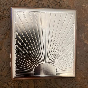 Silber Art Deco Sonnenstrahl Portemonnaie mit 2 Clips I.D. Hülle Business Kreditkartenhalter