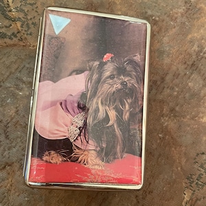 Retro Yorkie a la Mode 2-clip 100s King Cigarette Wallet Case Porta-cartão de crédito empresarial
