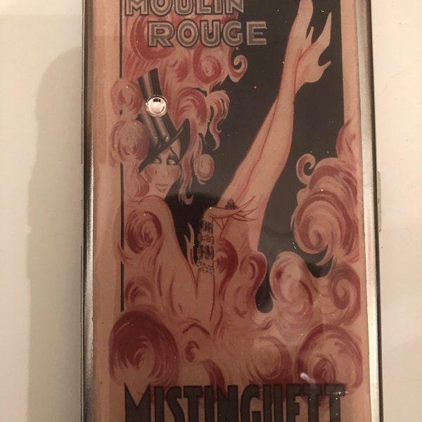 1920s Mistinguett Moulin Rouge Mirror Tissue Holder or 2-clip 120s Cigarette Wallet Business Credit Card Case