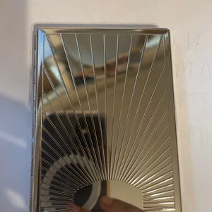 Silver Deco style Sunbeam scroll 1-clip Wallet Business Credit Card Holder 100s Cigarette I.D. Case
