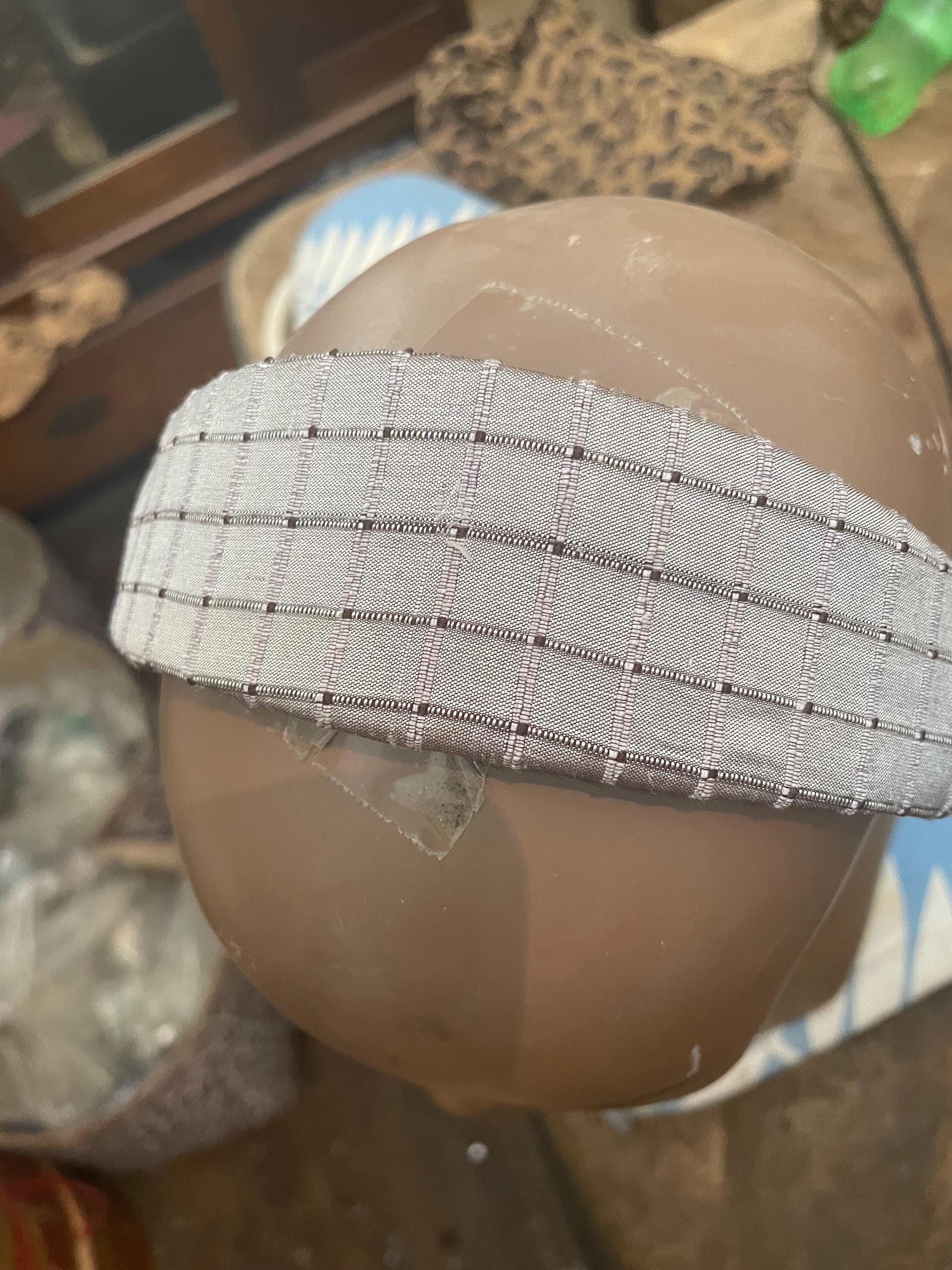 Retro Gray shantung Silk wide Headband