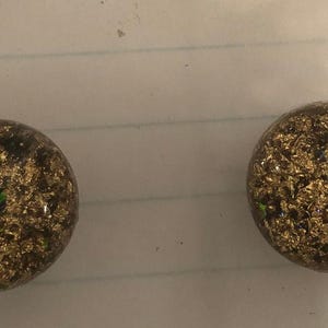 Retro One (1) pr. Gold Mystic Druzy Dome or Gold Crystal Medallion Stud Earrings