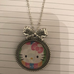 Retro Pin/Green Kitty Filigree Bow Silver Brooch Pin Pendant Necklace