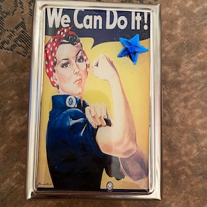 Retro Rosie the Riveter 2-clip Zigarettenetui Business Kreditkartenetui