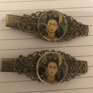 Two (2) Retro Frida Pink Bouquet or Green Vines Filigree Hair Clips Anywhere Clips