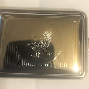 Art Deco American Eagle German Silver Small Pill Box Pill Case