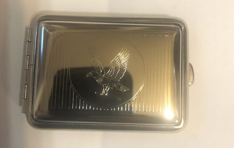 Art Deco American Eagle German Silver Small Pill Box Pill Case