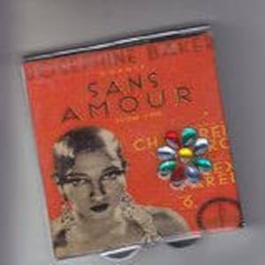 Josephine Baker Sans Amour Square Compact Mirror w/ Crystal Navette Flower image 1