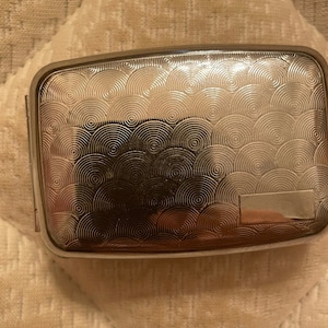 Retro Art Deco Sunray Silver Rectangle Pill box