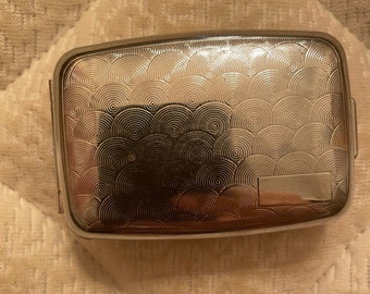 Retro Art Deco Sunray Silver Rectangle Pill box