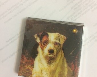 Rétro Jack Russell DOG Square Mirror Compact