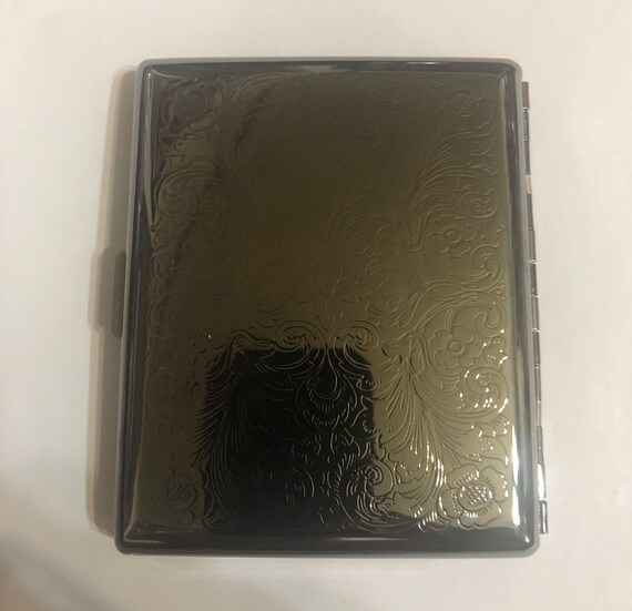 urban outfitters cigarette case Gunmetal Black Victorian Scroll 2-clip Wallet Business Credit Card Holder  100s Cigarette I.D. Case