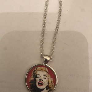 Mod Marilyn Monroe Blonde Small Round Silver Pendant Necklace image 2