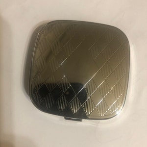 Retro Silver Diamond 3-compartment Pill Box w/ Mirror