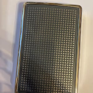 Retro Deko Granit Grau Geometrisch 2-Clip 100s King Silber Zigarettenetui Business Kreditkartenhalter