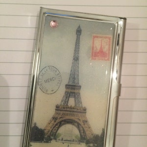 Porte-cartes de visite en argent rétro Tour Eiffel Paris Porte-cartes de crédit