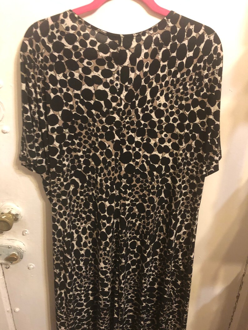 Vintage ANNA SCHOLZ BlackGray Animal Print Jersey Dress American Plus Size 22W UK 26