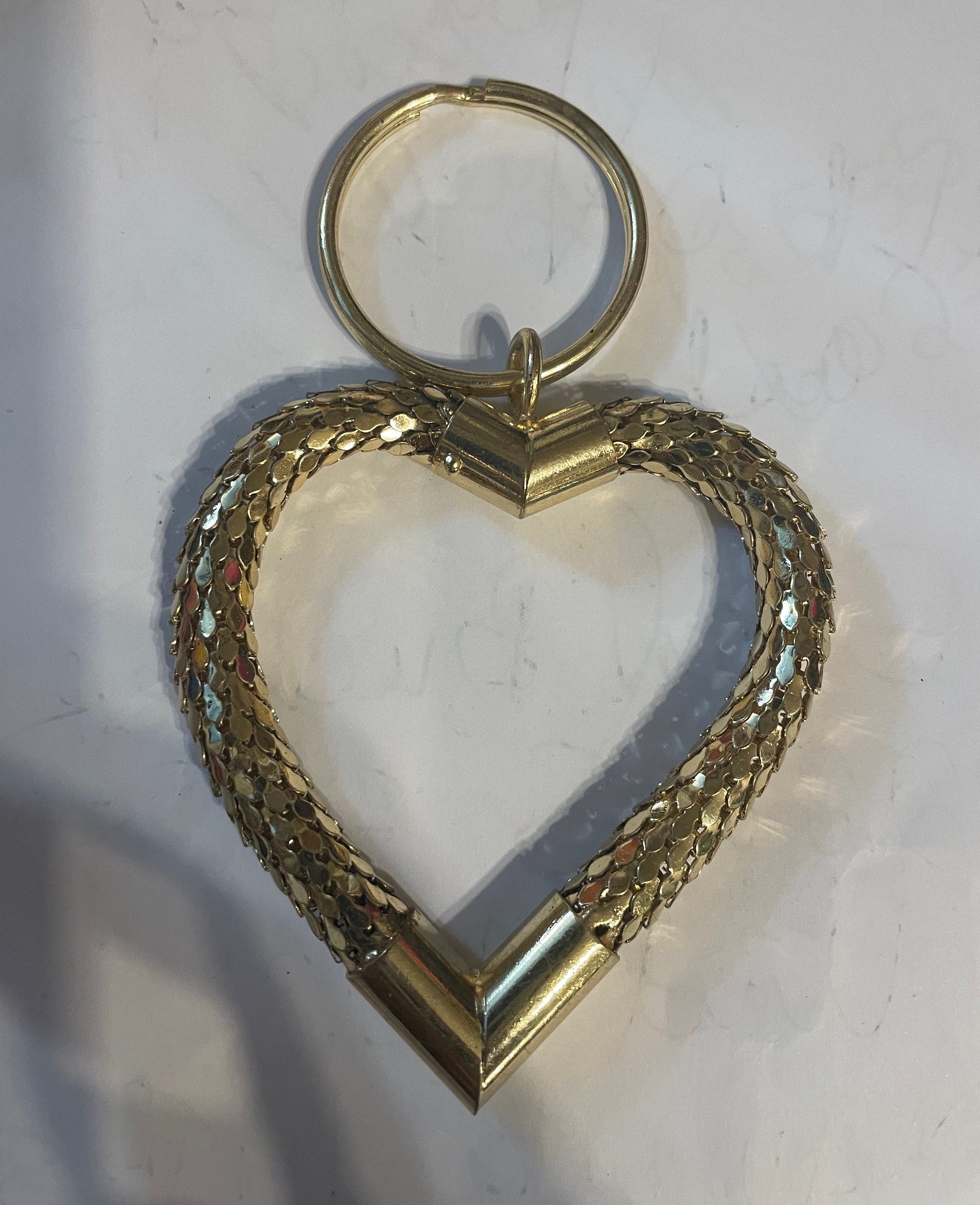Vintage Silver or Gold Lumured Mesh Darling Heart Key Chain