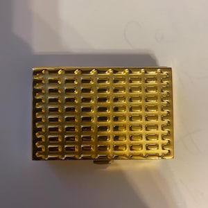 Vintage Deco lattice Gold small rectangle 2-compartment Pill box