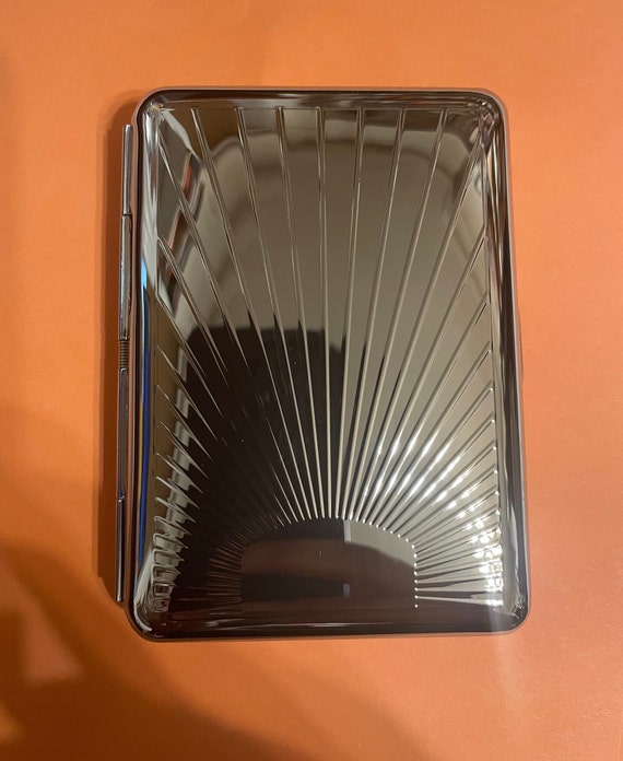 Art Deco Silver Sunbeam 2-Band Business Credit Card I.D. Wallet Case