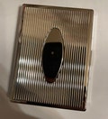 Retro Art Deco silver Oval Linee 1-clip Cigarette Wallet Case Business credit Card Holder