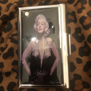 Retro Mod Marilyn Monroe Gold Lame Business Card Holder Estuche para tarjetas de crédito