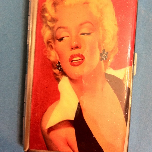 Retro Marilyn Monroe Blonde Portrait Mirror Compact Tissue Holder or 120s Cigarette 2-clip Wallet Business Credit Card Case