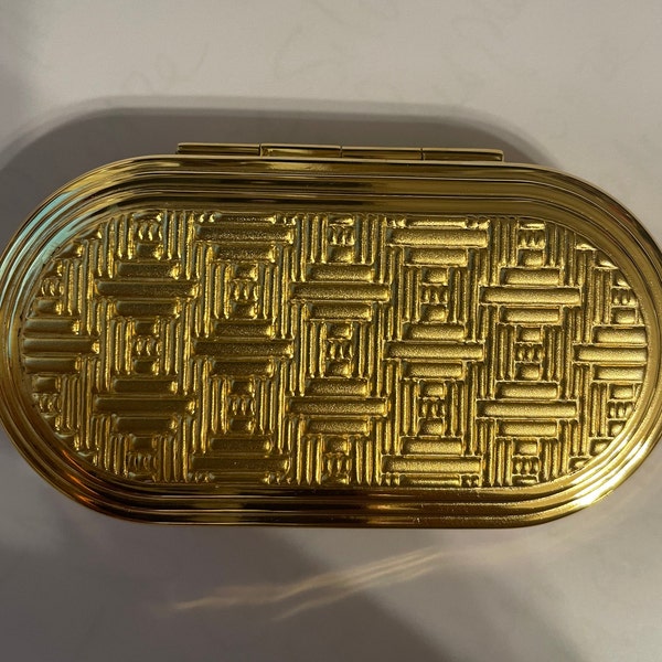 Retro Art Deco style Gold Diamante Oval Mirror Compact