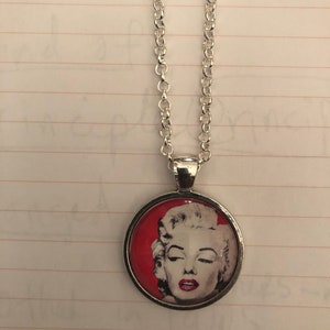 Retro Hot Pink or Purple Blonde Marilyn Pendant Necklace