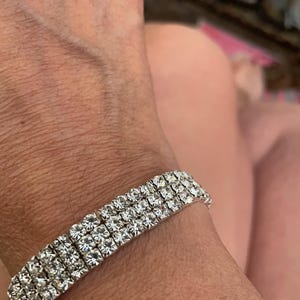 Retro Gatsby Glam Rhinestone Crystal elasticized stretch 1/2&quot;W Bracelet