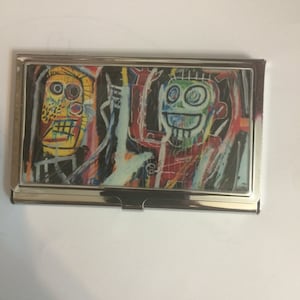 Retro New York Graffiti Dust Heads Silber Visitenkartenhalter Kreditkartenetui