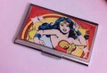 Retro Red Wonder Woman Silver Business Card Holder Credit Card Case