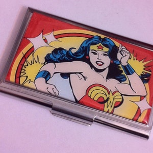 Retro Red Wonder Woman Silber Visitenkartenhalter Kreditkartenetui