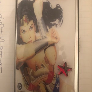 Retro Wonder Woman Mirror Pañuelos compactos o 120s Cigarette 2-clip Wallet Case Business Credit Card Money Holder