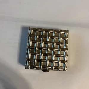 Retro art deco Silver waffle small square mirror compact/pill box