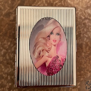 Retro Pink Marabou Doll-icious 1-clip Linee Oval Portrait Zigarettenetui Business-Kreditkartenhalter
