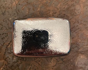 Pastillero rectangular de plata victoriano estilo art déco retro