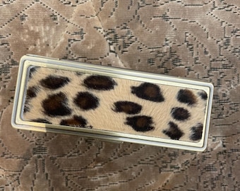 Retro nepbont luipaard antiek messing of nepbont Zebrazilveren lippenstiftdoosje met spiegel