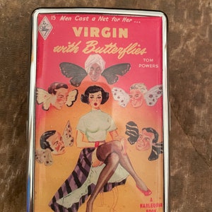 Estuche para cigarrillos retro Virgin con mariposas, con dos clips, de 100 centavos, para tarjetas de crédito de negocios