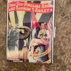 Rétro Gran Circo Ringing Bros. Barnum & Bailey Portefeuille 1 clip Étui à cigarettes Porte-cartes de crédit professionnel