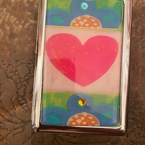 Retro roze hart zakelijke creditcard geldhouder met 2 clips en portemonnees, 100s sigarettenhoesje